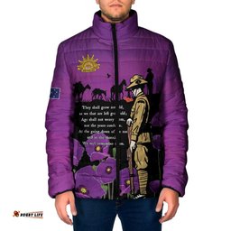 ANZAC Soldier and War Animals Padded Jacket We Will Remember Them LT15