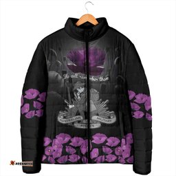 ANZAC Day Remembrance Padded Jacket Purple Poppy We Will Remember Them LT9