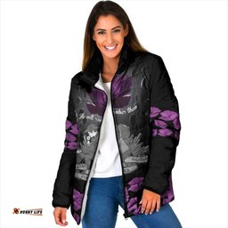 ANZAC Day Remembrance Padded Jacket Purple Poppy We Will Remember Them LT9