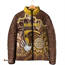 Custom Hawks Football Padded Jacket Aboriginal Dot Art Pattern DT05