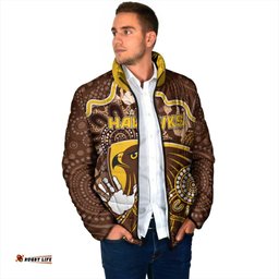Custom Hawks Football Padded Jacket Aboriginal Dot Art Pattern DT05