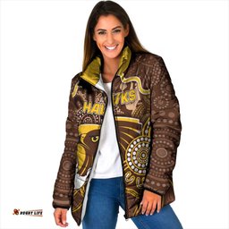 Custom Hawks Football Padded Jacket Aboriginal Dot Art Pattern DT05