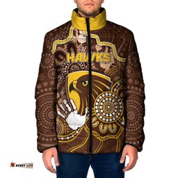 Custom Hawks Football Padded Jacket Aboriginal Dot Art Pattern DT05