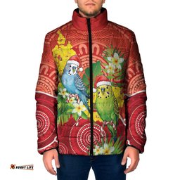 Budgerigar Australia Christmas Padded Jacket Budgies Golden Wattle Aboriginal Red LT14