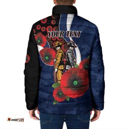 Geelong Cats ANZAC Personalised Padded Jacket Lest We Forget Poppy Camo LT9