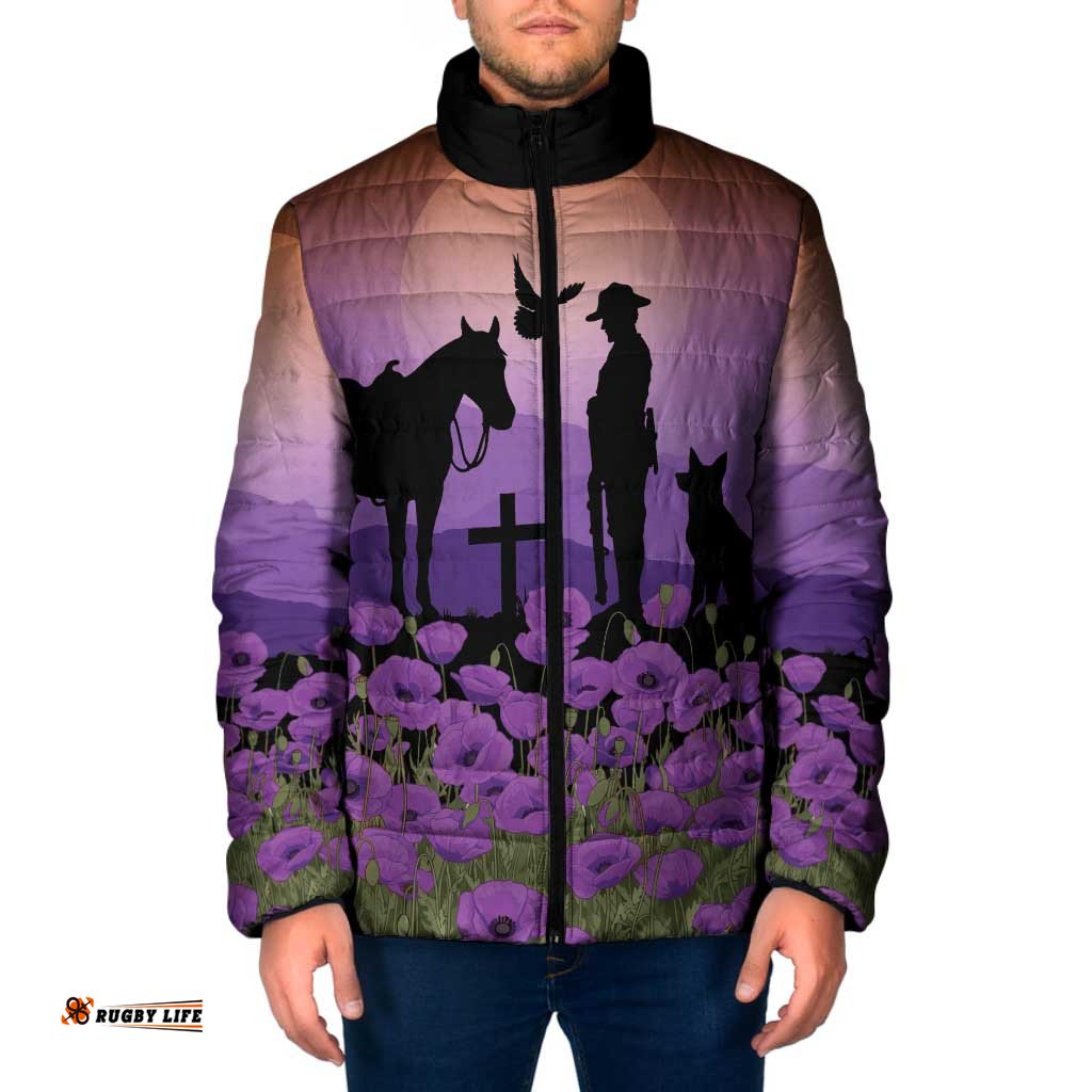 Australia ANZAC Animal Heroes Padded Jacket Purple Poppies LT7