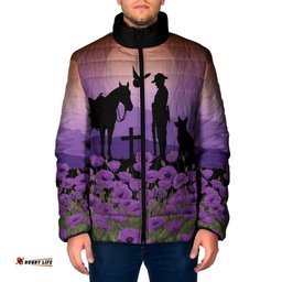 Australia ANZAC Animal Heroes Padded Jacket Purple Poppies LT7