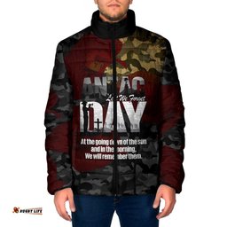 Australia ANZAC Day Padded Jacket We Will Remember Them Poppy Camouflage LT14