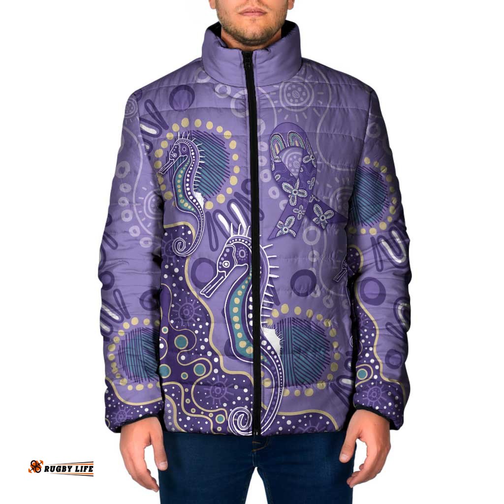 Australia Epilepsy Awareness Padded Jacket Aboriginal Purple Ribbon with Seahorse LT7