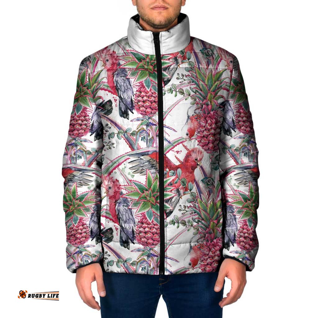 Australia Pink Galah Padded Jacket Rose-breasted Cockatoo Pineapple Seamless Vibes LT14