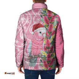 Australia Pink Galah Christmas Padded Jacket Falalalala Galalah Bottlebrush Aboriginal Art LT14