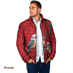 Aussie Kokaburra Waratah Christmas Padded Jacket Aboriginal Dots Painting LT9