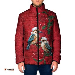 Aussie Kokaburra Waratah Christmas Padded Jacket Aboriginal Dots Painting LT9