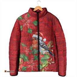 Australian Scarlet Robin Padded Jacket Aboriginal Inspired Christmas LT9