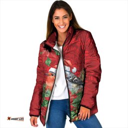 Australian Scarlet Robin Padded Jacket Aboriginal Inspired Christmas LT9