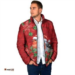 Australian Scarlet Robin Padded Jacket Aboriginal Inspired Christmas LT9