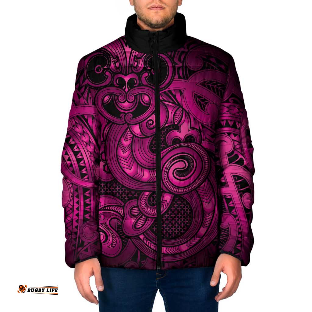 Aotearoa Maori Hei Tiki Padded Jacket Mawhero Kowhaiwhai Puhoro Motif LT9
