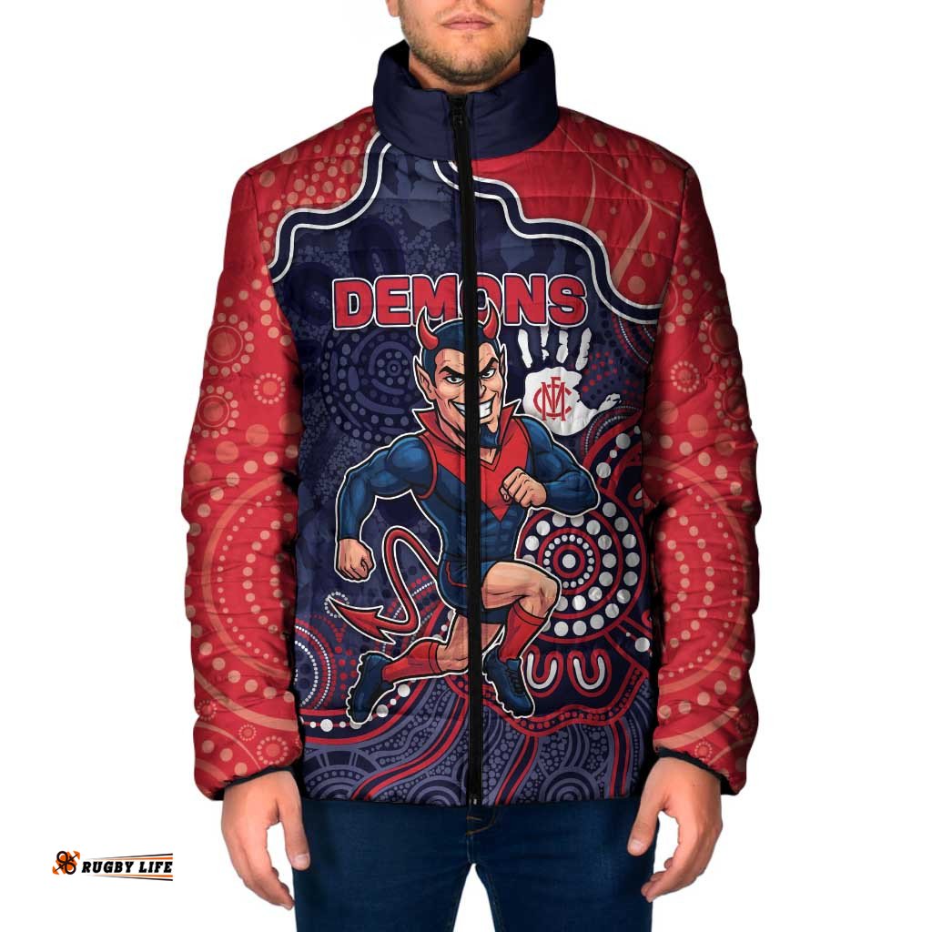 Custom Demons Football Padded Jacket Aboriginal Dot Art Pattern DT05
