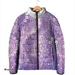 Australia Epilepsy Awareness Padded Jacket Purple Butterflies Aboriginal LT05