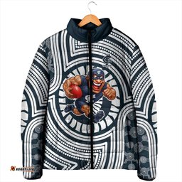 Carlton Football Club Padded Jacket Indigenous Monochrome Dot Art Mascot Style TS04