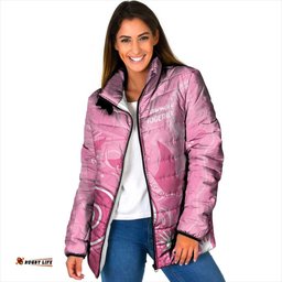 Australia Breast Cancer Awareness Padded Jacket Pink Ribbon Manta Ray Aboriginal Art LT14