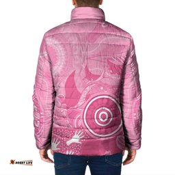Australia Breast Cancer Awareness Padded Jacket Pink Ribbon Manta Ray Aboriginal Art LT14