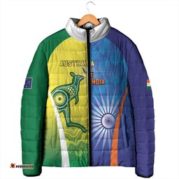 Custom Australia And India Cricket Padded Jacket Ashoka Chakra With Aboriginal LT05