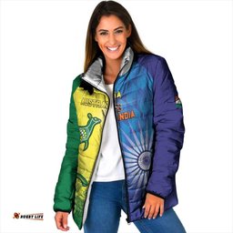 Custom Australia And India Cricket Padded Jacket Ashoka Chakra With Aboriginal LT05