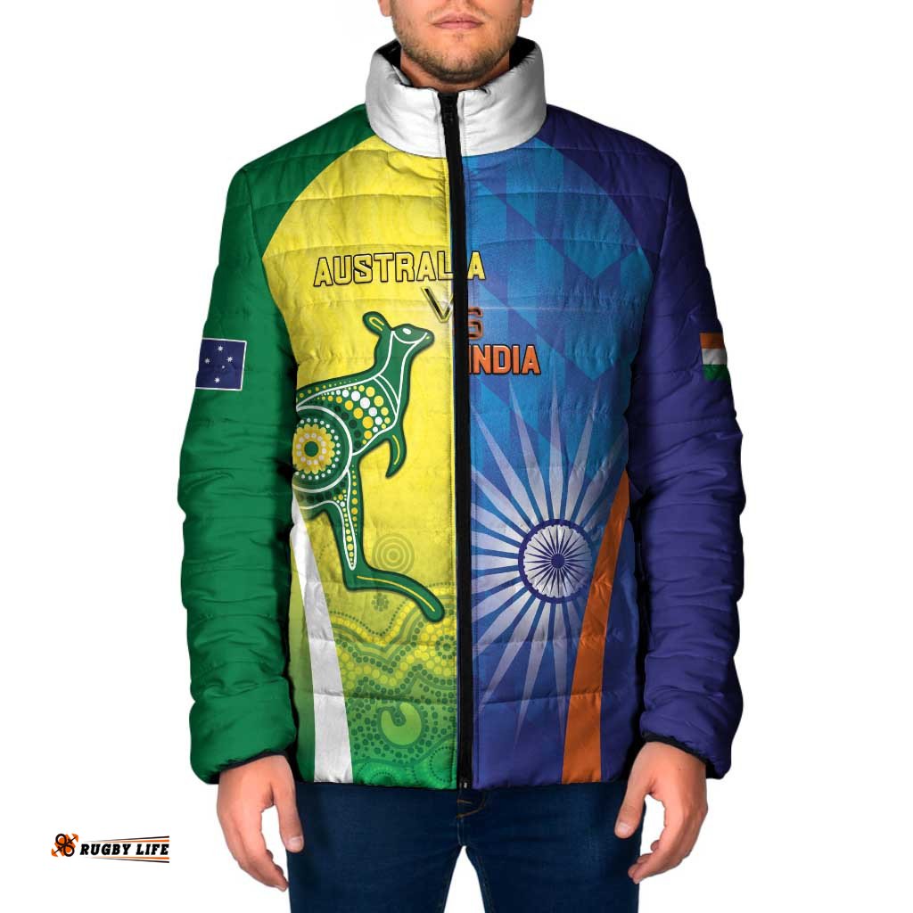 Custom Australia And India Cricket Padded Jacket Ashoka Chakra With Aboriginal LT05