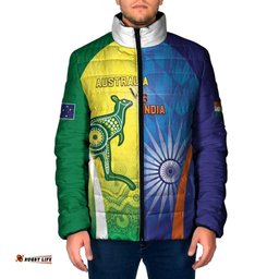 Custom Australia And India Cricket Padded Jacket Ashoka Chakra With Aboriginal LT05