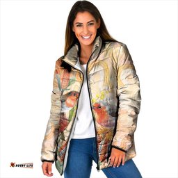 Australia Flame Robin Padded Jacket Petroica Phoenicea Banksia Indigenous Art LT14