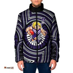 Fremantle Dockers Padded Jacket Indigenous Monochrome Dot Art Mascot Style TS04