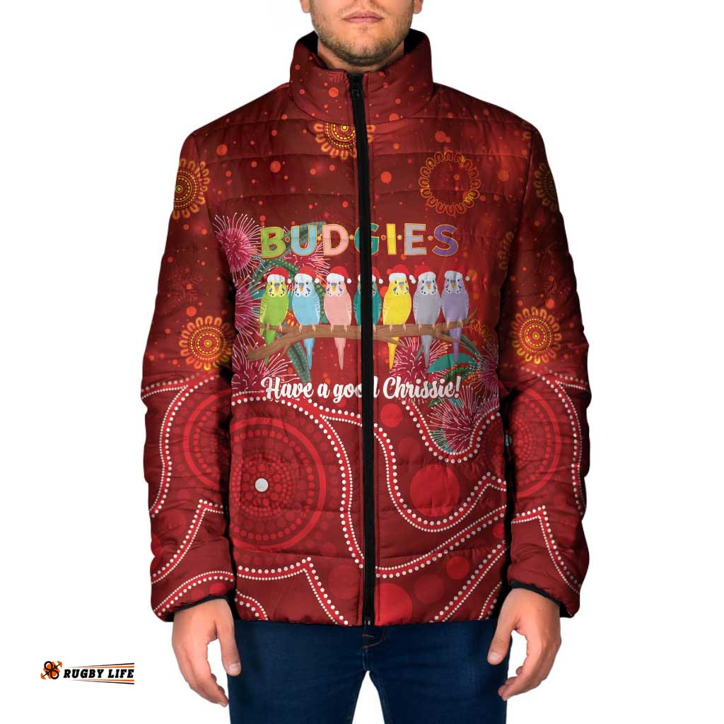Australia Budgerigar Christmas Personalised Padded Jacket Budgies Hakea Have A Good Chrissie LT14