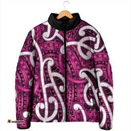 Aotearoa Maori Kowhaiwhai Padded Jacket Mawhero Puhoro and Patiki LT9