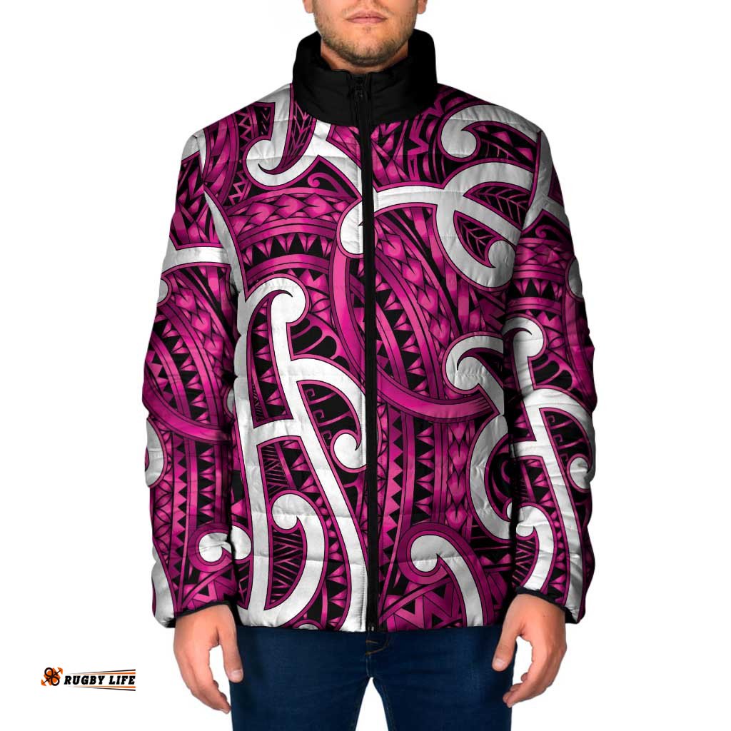 Aotearoa Maori Kowhaiwhai Padded Jacket Mawhero Puhoro and Patiki LT9