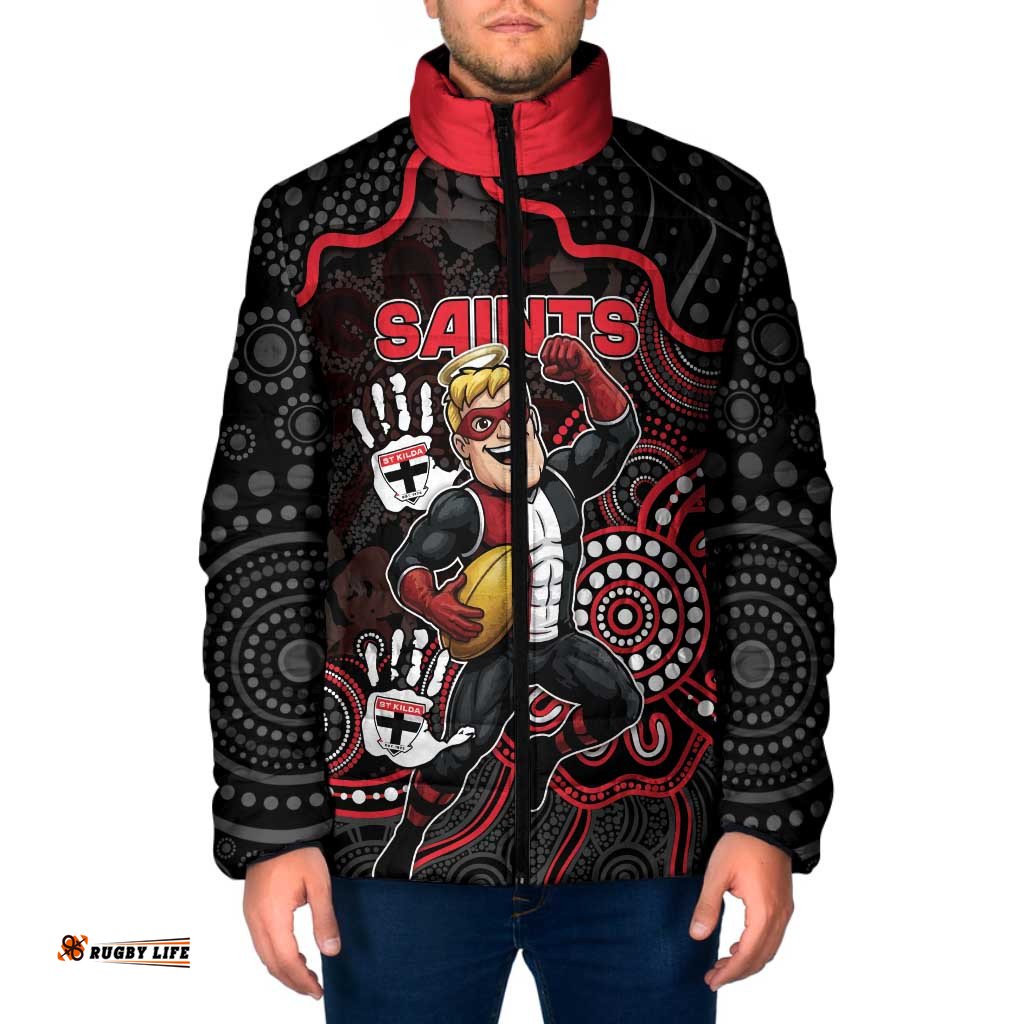 Custom Saints Football Padded Jacket Aboriginal Dot Art Pattern DT05