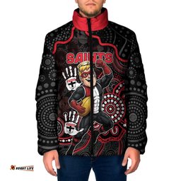 Custom Saints Football Padded Jacket Aboriginal Dot Art Pattern DT05