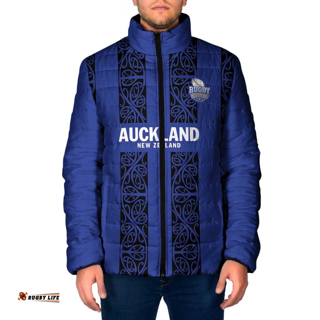 Custom Oceania Football NZ Auckland Padded Jacket Maori Tribal Pattern LT9