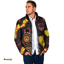 Essendon Bombers NAIDOC Week 2026 Personalised Padded Jacket 50 Years of Deadly Aboriginal Art LT14