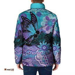 Australia Indigenous Teal Purple Contemporary Aboriginal Art Padded Jacket Hope Is Real LT7