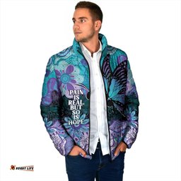 Australia Indigenous Teal Purple Contemporary Aboriginal Art Padded Jacket Hope Is Real LT7