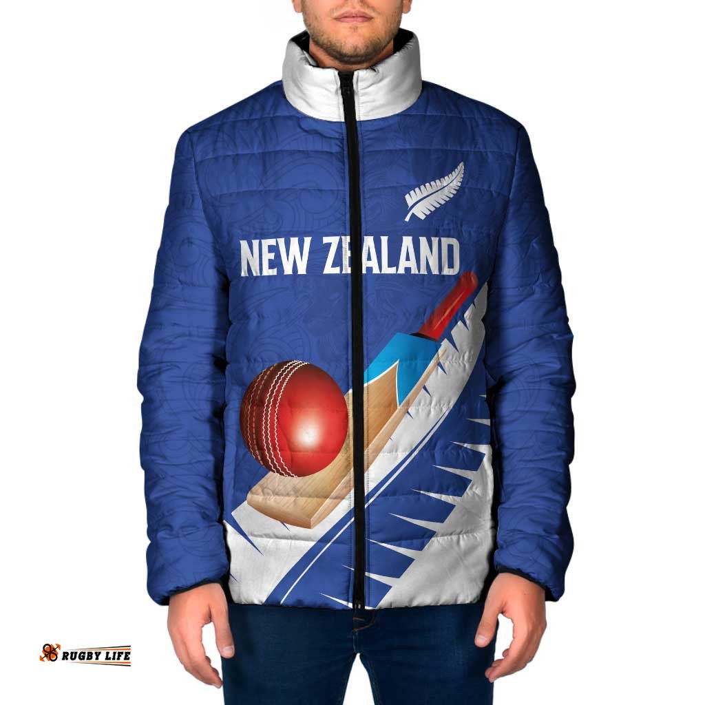 Custom New Zealand Cricket Padded Jacket Kiwi Birds Haka Dance Blue Fern Sporty Style LT03