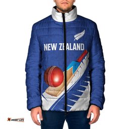 Custom New Zealand Cricket Padded Jacket Kiwi Birds Haka Dance Blue Fern Sporty Style LT03
