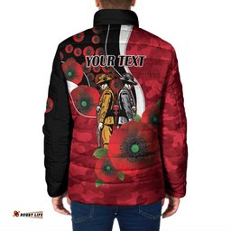 Essendon Bombers ANZAC Personalised Padded Jacket Lest We Forget Poppy Camo LT9