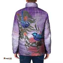 Australia Splendid Fairy Wren on Eucalyptus Padded Jacket Epilepsy Awareness LT7