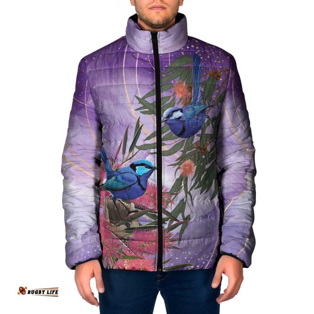 Australia Splendid Fairy Wren on Eucalyptus Padded Jacket Epilepsy Awareness LT7