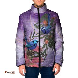 Australia Splendid Fairy Wren on Eucalyptus Padded Jacket Epilepsy Awareness LT7