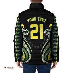 Custom Rugby Cook Islands Avaiki Padded Jacket Black Kuki Airani Tribal Maori Inspired LT9