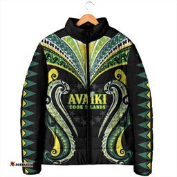 Custom Rugby Cook Islands Avaiki Padded Jacket Black Kuki Airani Tribal Maori Inspired LT9