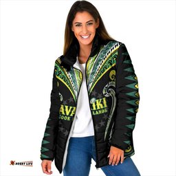 Custom Rugby Cook Islands Avaiki Padded Jacket Black Kuki Airani Tribal Maori Inspired LT9